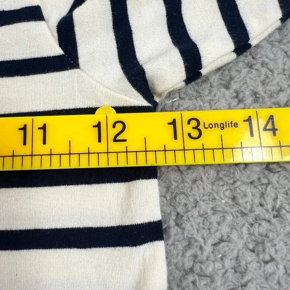Ralph Lauren T-Shirt Girls 5 White Navy Striped Short Sleeve Lettuce Trim Pony